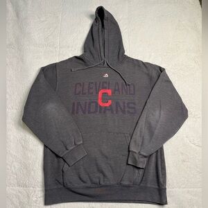 Vintage Majestic MLB Cleveland Indians Hoodie Sweatshirt Mens Large Y2K Jersey